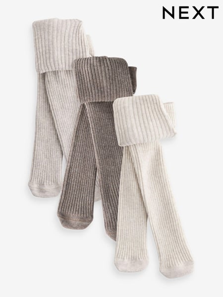 Chocolate Brown Rib Baby Tights 3 Pack (0mths-2yrs) (B39309) | € 11