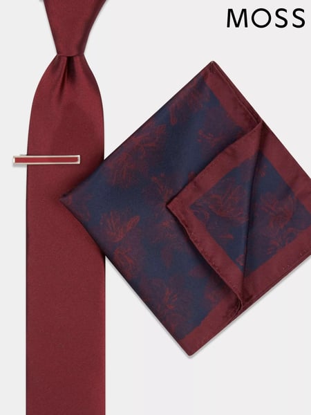 MOSS Wine Red Floral Tie (B39561) | € 39