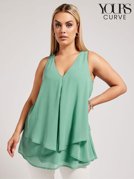 Yours Curve Green London Layered Sleeveless Blouse (B39823) | € 50