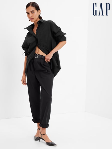Gap Black Cotton Long Sleeve Oversized Shirt (B39900) | € 62