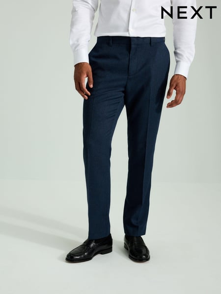 Navy Blue Tape Detail Textured Tuxedo Trousers (B40103) | € 42