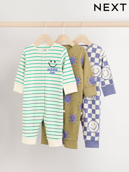 Purple/Green Baby Footless Sleepsuits 3 Pack (0mths-3yrs) (B41214) | € 18 - € 19