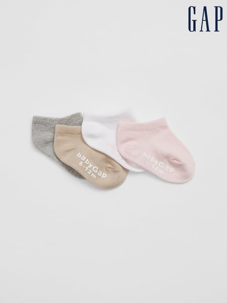 Gap Pink 4 Pack Basic Logo No Show Socks (Newborn-5yrs) (B41955) | € 12