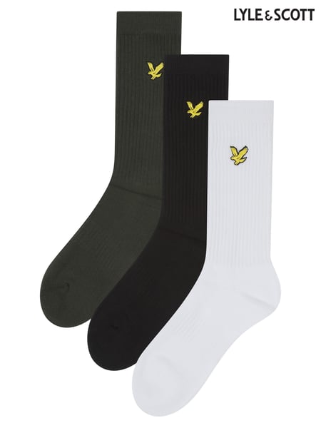 Lyle & Scott White Scout Cotton Boys Sports Socks 3 Pack (B42086) | € 14