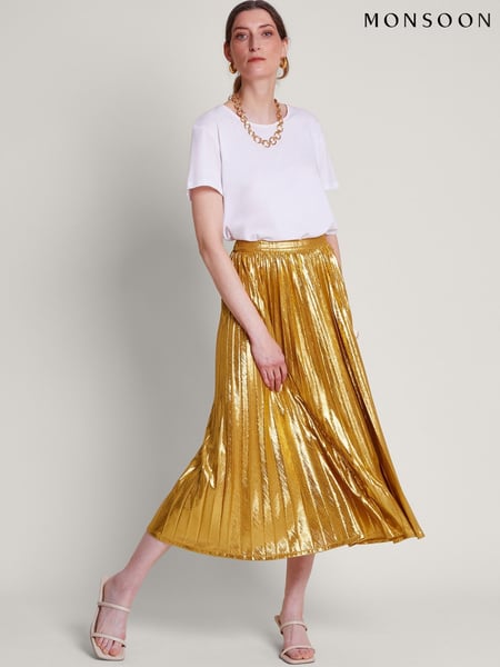 Monsoon Gold Mia Pleated Skirt (B42227) | € 54