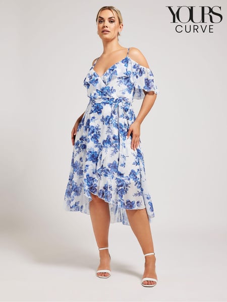 Your Curve White Floral Print Ruffle Hem Dress (B42488) | € 101
