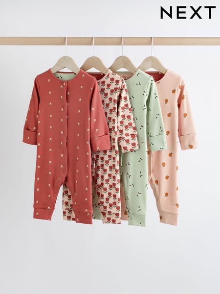 Green/Orange Floral 4 Pack Baby Footless Sleepsuits (0mths-3yrs) (B42918) | € 25 - € 28