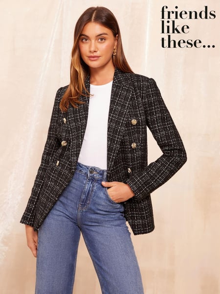 Friends Like These Black Boucle Double Breasted Blazer (B42989) | € 51