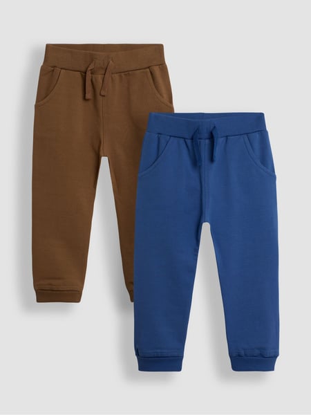 JoJo Maman Bébé Tan Brown & Royal Blue 2-Pack Fitted Joggers (B43008) | € 34