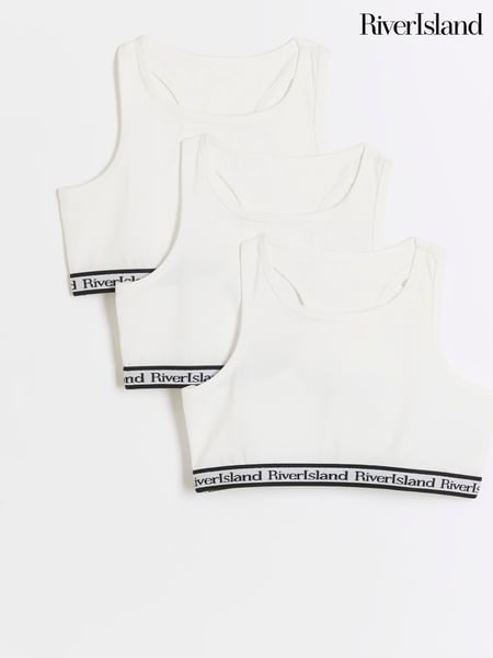 River Island White Girls 100% Cotton Bras Pack of 3 (B43542) | € 19