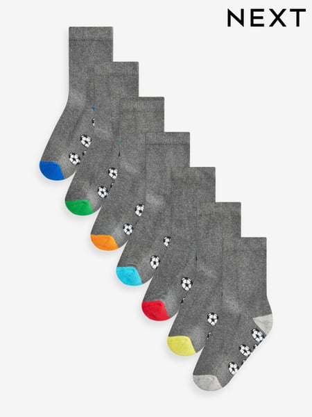 Grey Football Cotton Rich Cushioned Socks 7 Pack (B43617) | € 14 - € 17