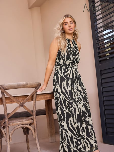 M&Co Brown Mesh Halterneck Dress (B45977) | € 78