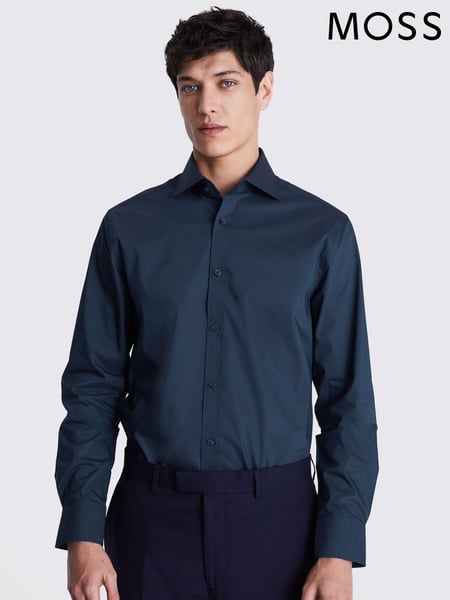 MOSS Blue Tailored Stretch Shirt (B46581) | € 55