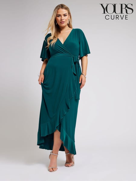 Yours Curve Green YOURS LONDON  Ruffle Hem Wrap Dress (B46834) | € 78