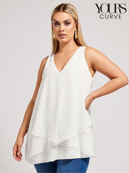 Yours Curve White London Layered Sleeveless Blouse (B46870) | € 50