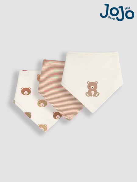 JoJo Maman Bébé Cream Bear 3-Pack Baby Dribble Bibs (B46878) | € 19