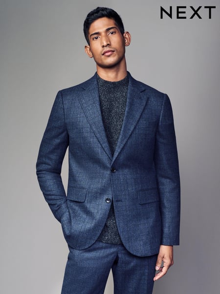 Blue Slim Fit Brushed Check Suit Jacket (B46936) | € 34