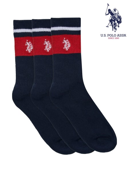 U.S. Polo Assn. Blue Brand Stripe Sports 100% Cotton Socks 3 Pack (B48144) | € 23