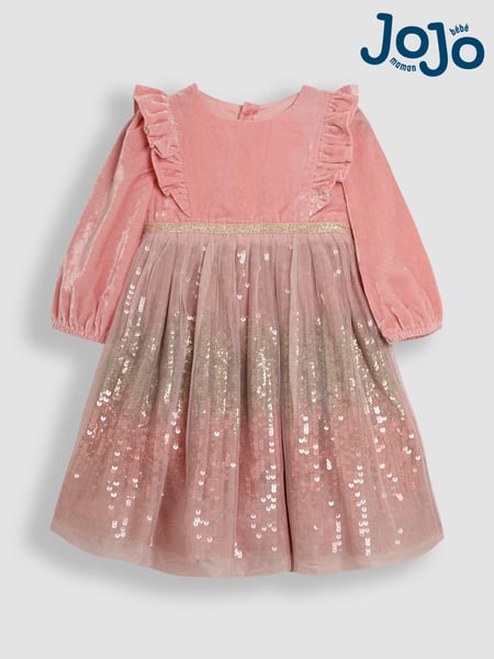 JoJo Maman Bébé Pink Sequin Party Dress (B48176) | € 72 - € 81