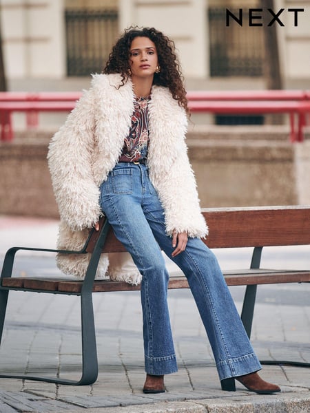 White Faux Fur Coat (B48601) | € 89