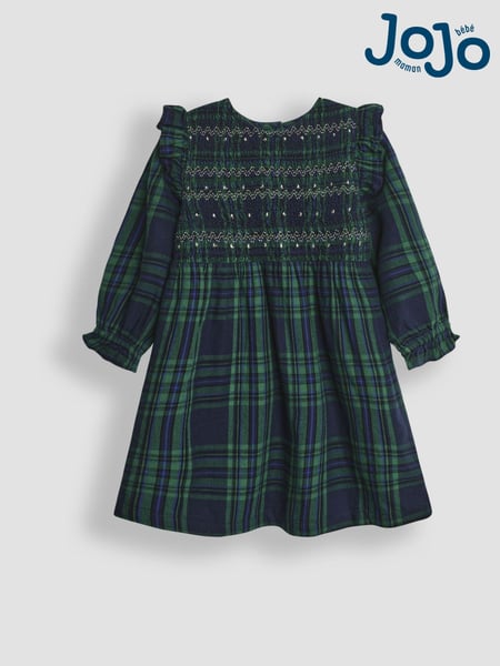 JoJo Maman Bébé Green Tartan Smocked Dress (B48758) | € 57