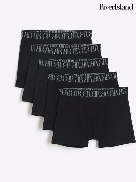 River Island Black Boys Marl 100% Cotton Boxers 5 Pack (B49021) | € 22 - € 28