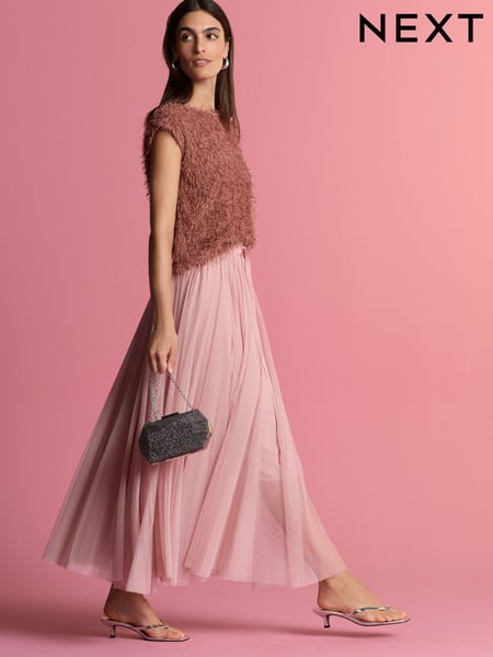 Pink Mesh Maxi Skirt (B49039) | € 45
