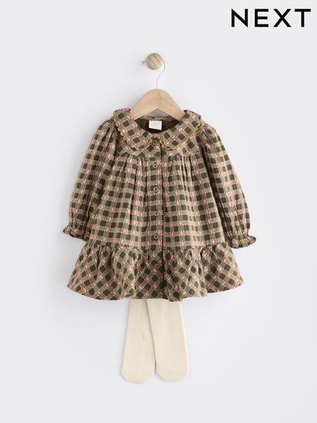 Green Check Baby Woven Dress with Tights (0mths-2yrs) (B49199) | € 18 - € 21