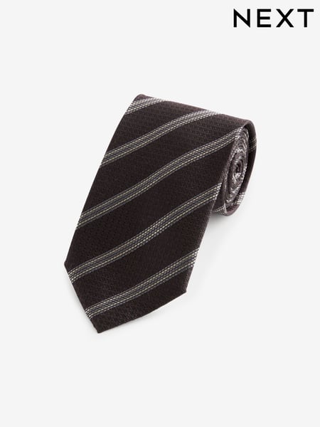 Chocolate Brown/Navy Blue Stripe Silk Design Tie (B49288) | € 23