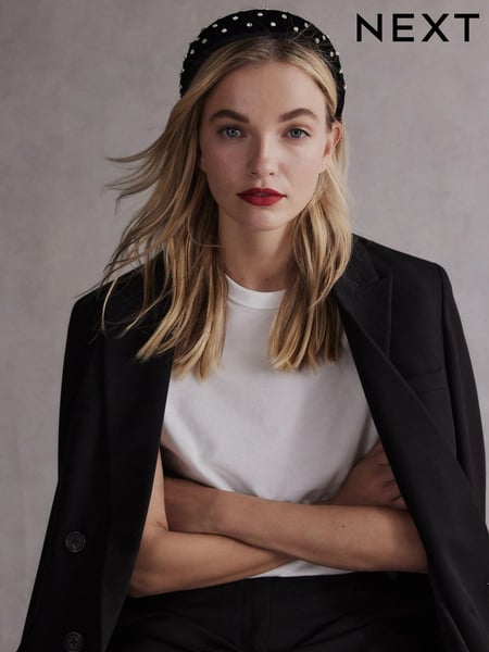 Black Tabitha Simmons Lucy Sparkle Velvet Headband (B49495) | € 32