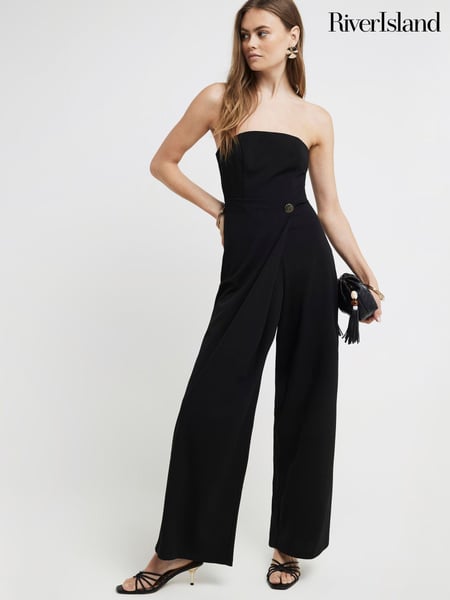 River Island Black Bandeau Wrap Jumpsuit (B49833) | € 101