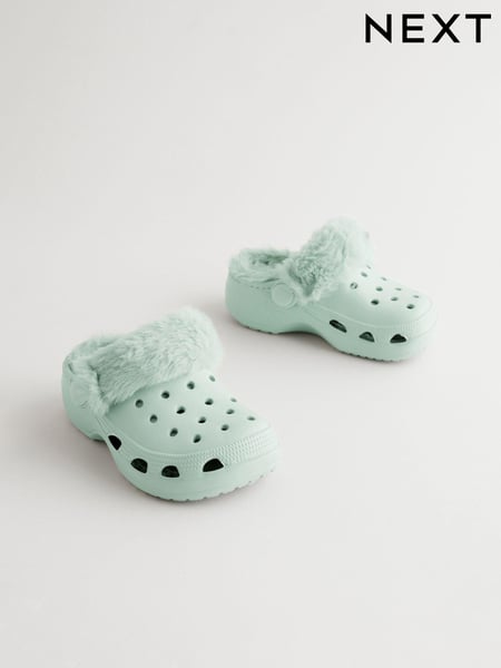 Salbeigrün - Faux Fur Lined Clog Slippers (B49930) | 14 € - 17 €