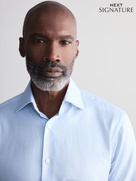 Light Blue Slim Fit Signature 100% Cotton Canclini Textured Shirt (B50295) | € 90
