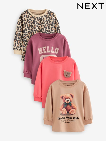 Pink 100% Cotton Long Sleeve Tops 4 Pack (3mths-7yrs) (B50359) | € 21 - € 25