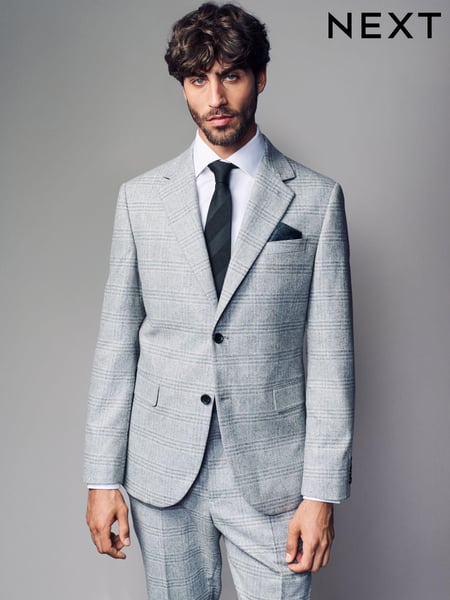 Grey Slim Fit Brushed Check Suit Jacket (B50579) | € 85