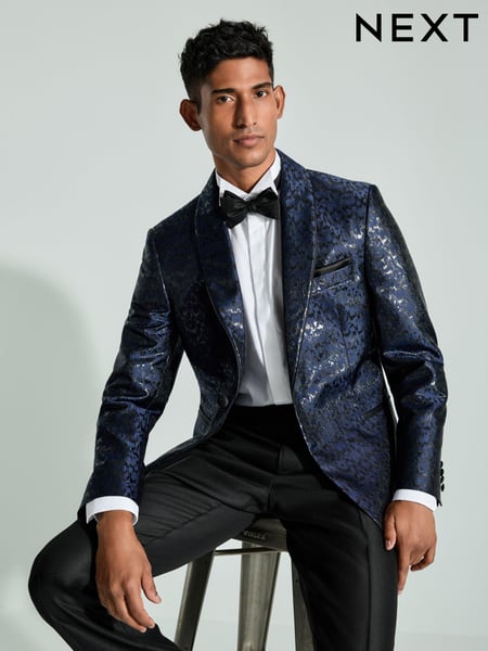 Blue Metallic Leopard Tuxedo Jacket (B50622) | € 66