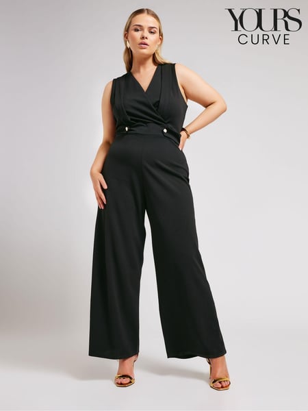 Yours Curve Black London Wrap Tuxedo Jumpsuit (B52458) | € 83
