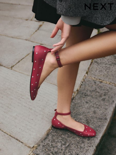 Red Forever Comfort® Jewel Ankle Strap Round Toe Ballerinas (B52672) | € 19