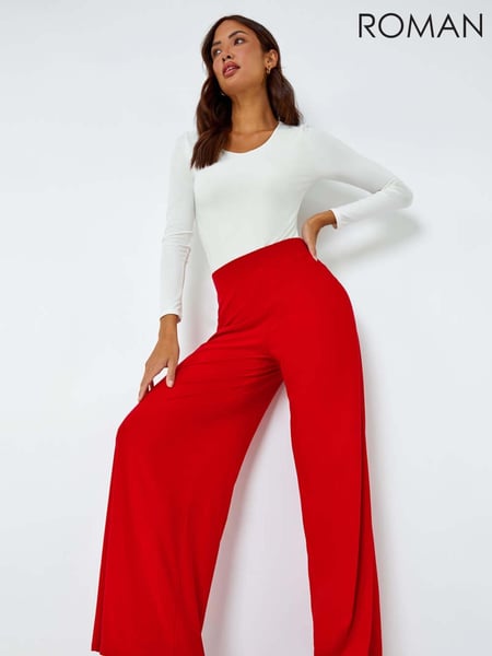 Roman Red Wide Leg Stretch Trousers (B52920) | € 50