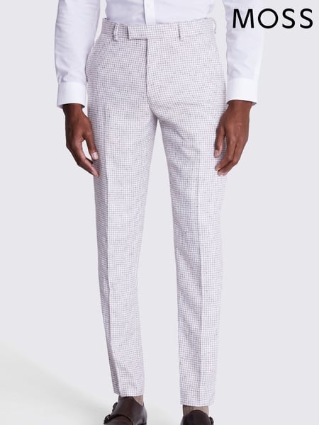 MOSS White Tailored Fit Houndstooth Trousers (B53100) | € 70