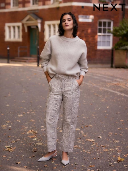 Grey Snake Print Barrel 100% Cotton Trousers (B53168) | € 28
