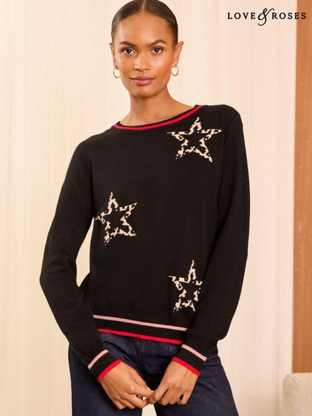 Love & Roses Black Fine Gauge Wrap Jumper (B54012) | € 37