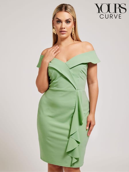 Yours Curve Green London Tuxedo Frill Shift Dress (B56037) | € 78