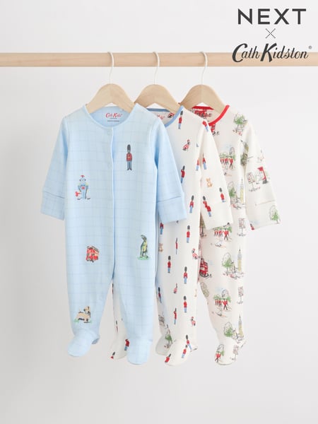 Blue Cath Kidston Cars Baby 100% Cotton Sleepsuits 3 Pack (B56447) | € 37 - € 40