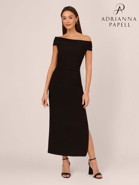 Adrianna Papell Matte Jersey Long Black Dress (B56652) | € 186