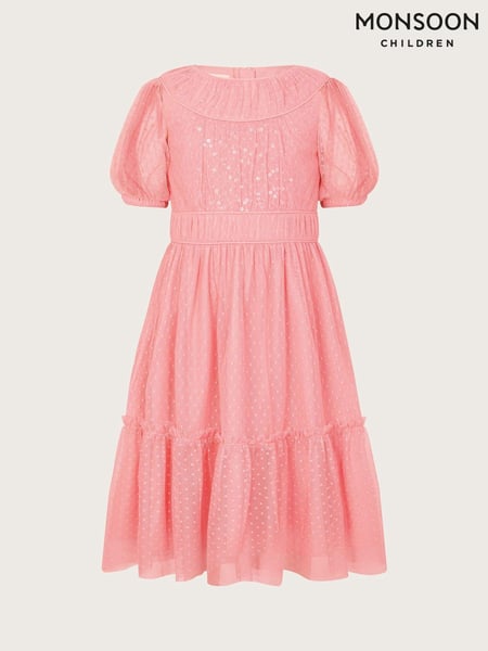 Monsoon Orange Darcy Sequin Gathered Dress (B57038) | € 30 - € 33