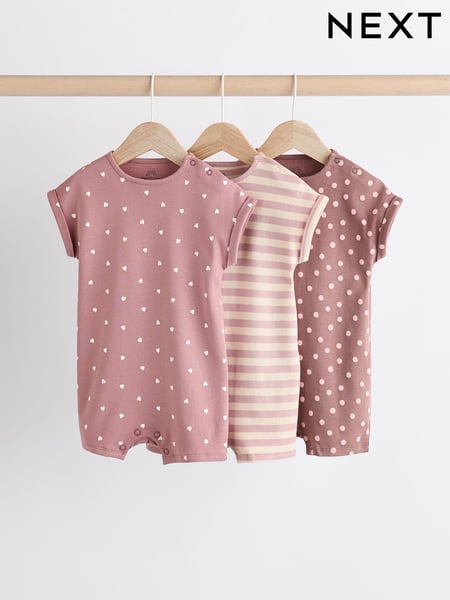 Pink Spot/ Stripe 100% Cotton Baby Rompers 3 Pack (B57324) | € 23 - € 28