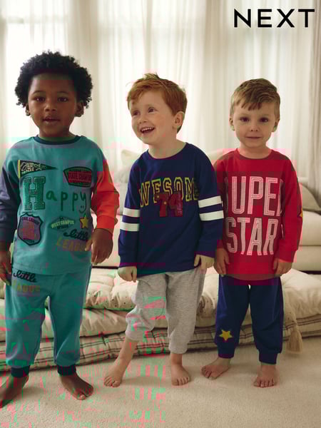 Multi Bright Varsity 3 Pack Oversized Pyjamas (9mths-10yrs) (B58560) | € 43 - € 51