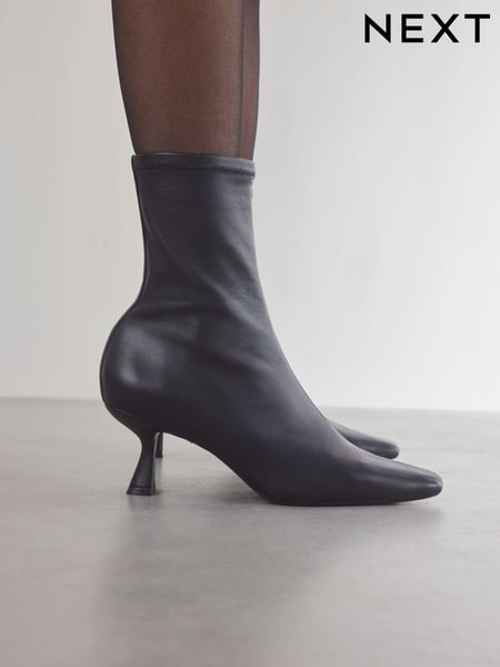 Black Leather Premium Ankle Sock Boots (B58747) | € 196
