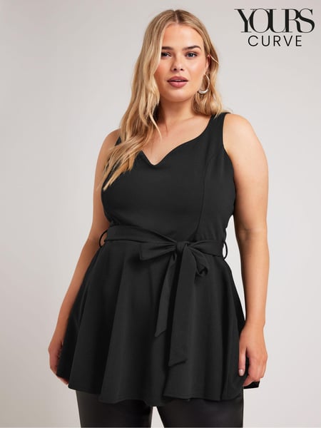 Yours Curve Black Sweetheart Peplum Top (B61695) | € 25